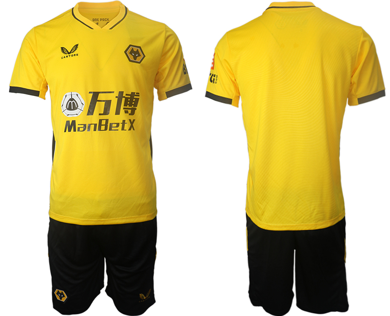 Cheap Men 2021-2022 Club Wolverhampton Wanderers home yellow blank Soccer Jersey